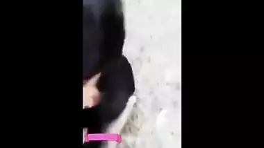 Outdoor Indian blue film of a youthful cutie fucking her ally in the park