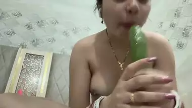 Punjabi horny wife masturbating with cucumber