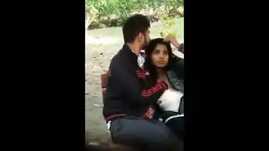 Desi outdoor boob press & blowjob in park scandal