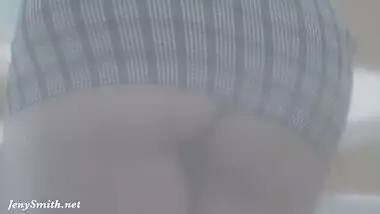 On Jeny Smith thru the window while she take a nude selfies