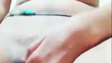 Desi girl shows her cute tight boobs and play with her pussy sex toy masturbation