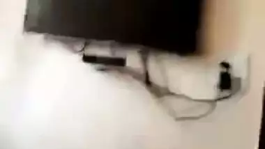 Small boobs girlfriend gives blowjob and sucks balls