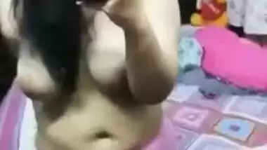 Woman films herself with naked tits and pulls panties down for sex BF