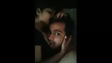 College teen girl grabs lover’s head to suck nipple