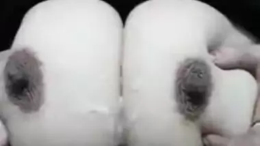 Point of view porn video of Indian guy cumming on girl's breasts