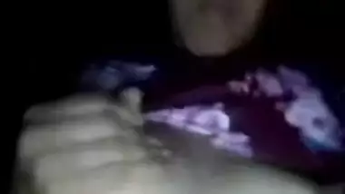 Indian wife hides in the dark performing her sex show with XXX boobs