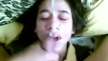 Pron movie scene of a young floozy fucking and getting a biggest spunk fountain on her face