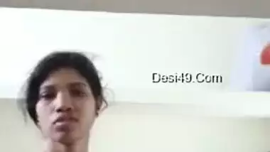 Busty amateur chick XXX caresses her big Desi tits for hot video