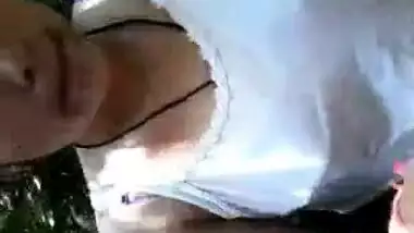 Indian College girl giving her boobs for suck first time on net