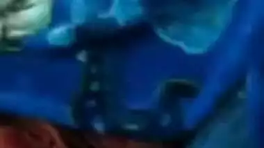 Desi woman hides under the blanket to show XXX tits on video call