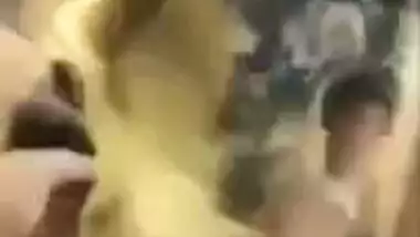 Man touches clothed Desi wife's boobs in point of view porn video