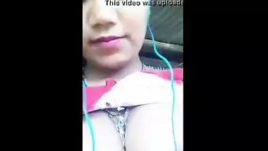 Beautiful teen plays with her firm boobs while on a video call with lover
