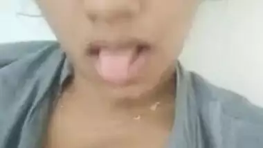 Young Desi cutie teases with her huge XXX melons for the camera