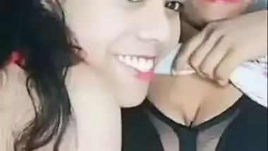 Two girls record their desi lesbian porn during a live show