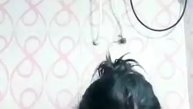 Big boobs young wife recording video for her hubby in bathroom