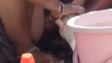 Chubby Desi bhabhi poses for XXX video when bathing topless outdoors