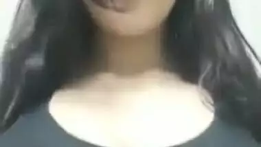 Indian pulls her bra up and flaunt natural sex twins with XXX nipples