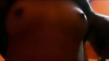 First Desi pinches her XXX nipples and then rubs sex opening with hands