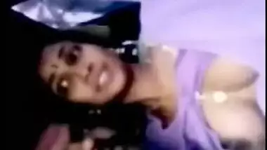 Self-made porn video by Indian guy licking large boobs while driving a car