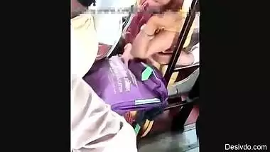 Desi girl boobs pressed hard in public transport and she is enjo